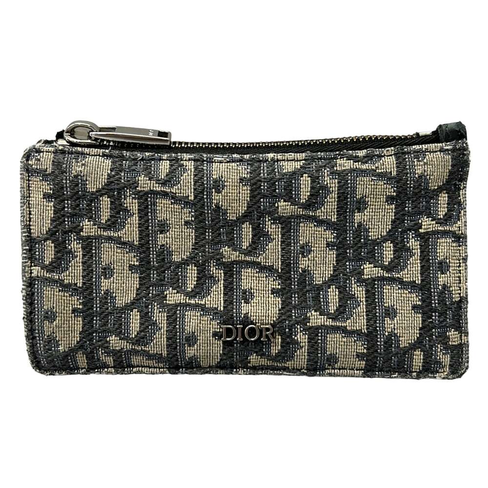 Christian Dior Oblique,Logogram Coin Case Cream Dark Navy Blue Gray Dior